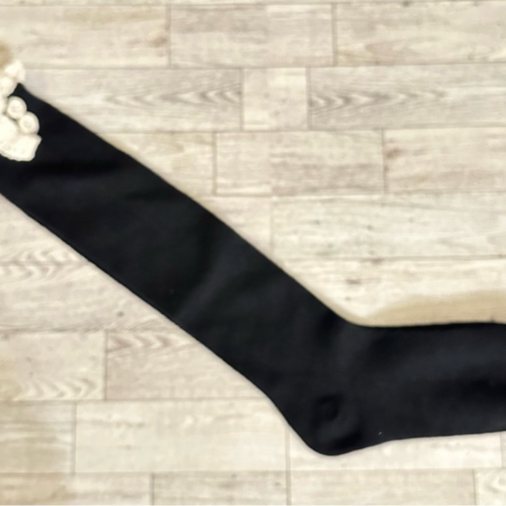 Free People Black Ruffle Pointelle Boot Sock o/s